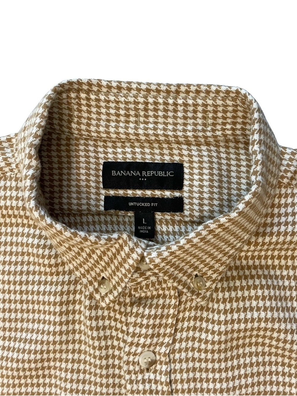 Banana Republic Untucked Fit Houndstooth Patterned Lightweight Flannel Shirt - Picture 2 of 8